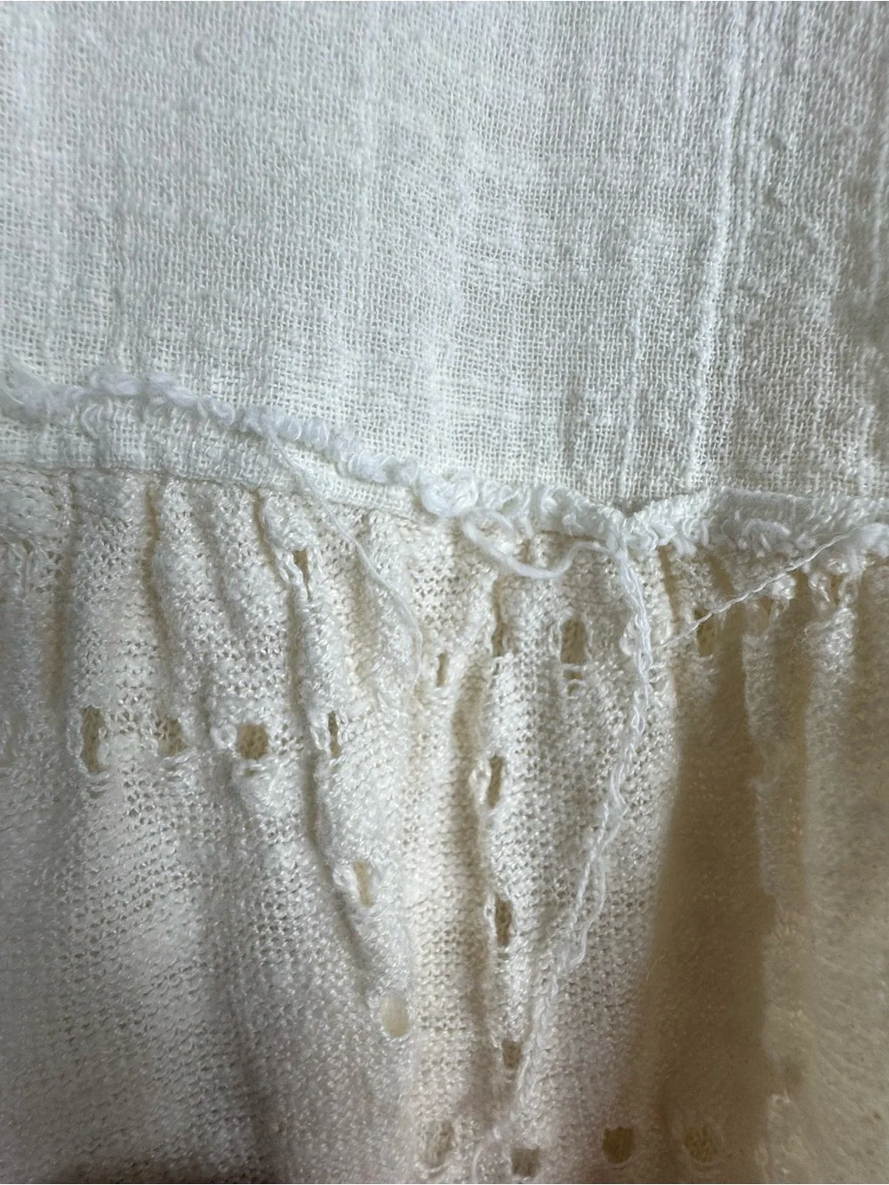 Free People Summer Lovin Top Blouse Linen Blend Frayed Trim M Raw Hem Distressed